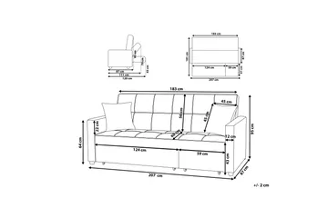 Glomma Sovesofa 207 cm - Grå - Møbler - Sofaer - Sovesofaer - 3 seters sovesofa
