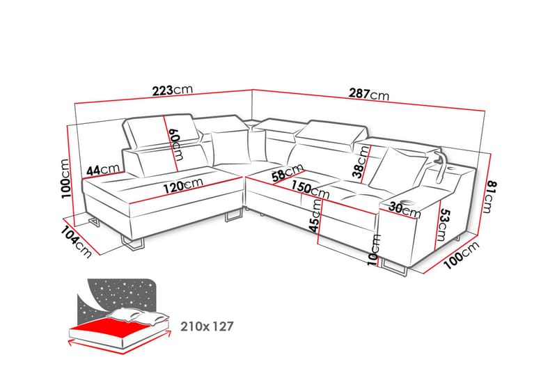 3-seters Sovesofa Høyre - Beige - Møbler - Sofaer - Sovesofaer