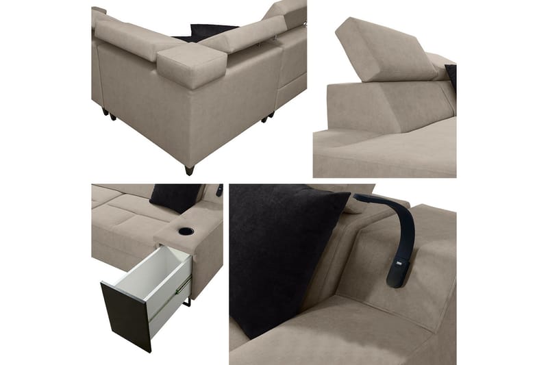 3-seters Sovesofa Høyre - Beige - Møbler - Sofaer - Sovesofaer