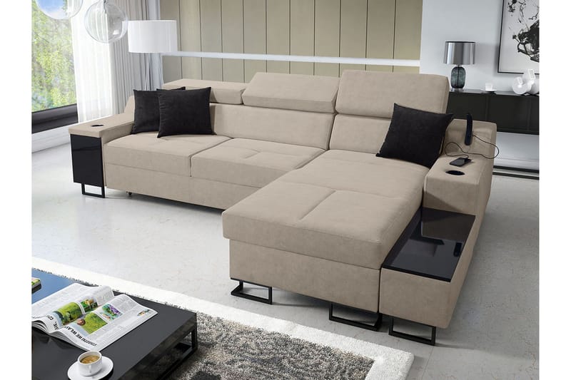 3-seters Sovesofa Høyre - Beige - Møbler - Sofaer - Sovesofaer
