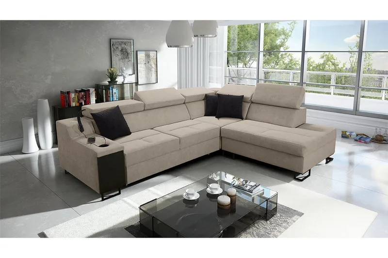 3-seters Sovesofa Høyre - Beige - Møbler - Sofaer - Sovesofaer