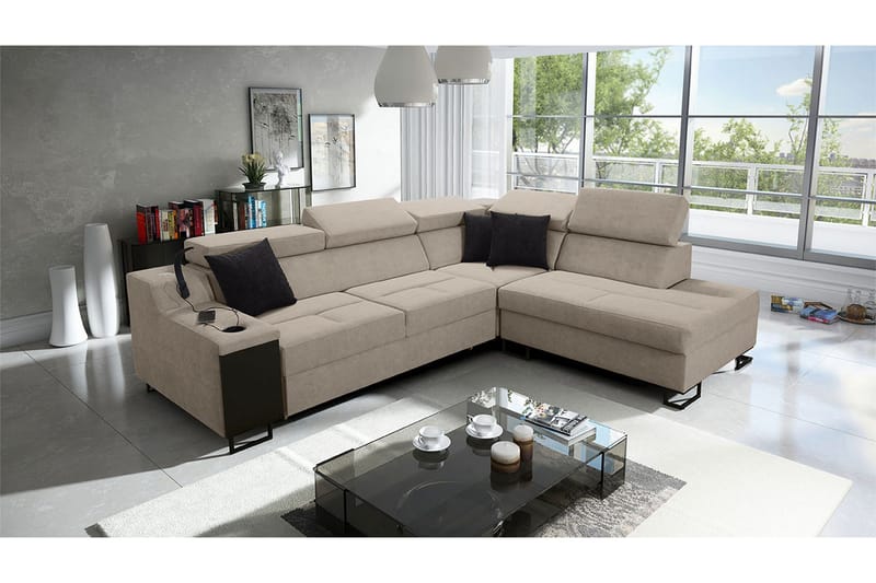 3-seters Sovesofa Høyre - Beige - Møbler - Sofaer - Sovesofaer