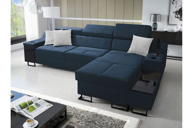 3-seters Sovesofa Høyre - Blå - Møbler - Sofaer - Sovesofaer