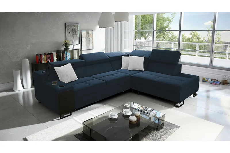 3-seters Sovesofa Høyre - Blå - Møbler - Sofaer - Sovesofaer