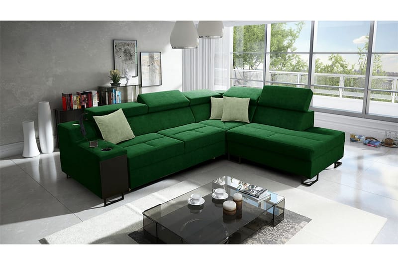 3-seters Sovesofa Høyre - Grønn - Møbler - Sofaer - Sovesofaer