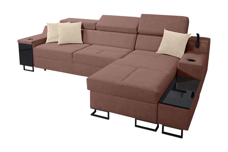 3-seters Sovesofa Høyre - Rosa - Møbler - Sofaer - Sovesofaer