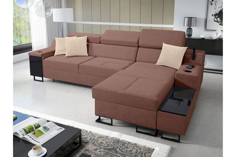 3-seters Sovesofa Høyre - Rosa - Sovesofaer - Sovesofa divan