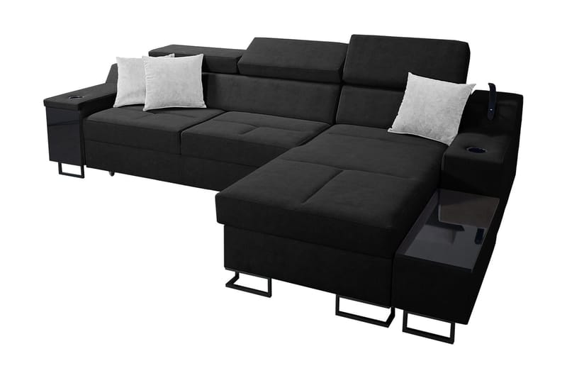 3-seters Sovesofa Høyre - Svart - Møbler - Sofaer - Sovesofaer