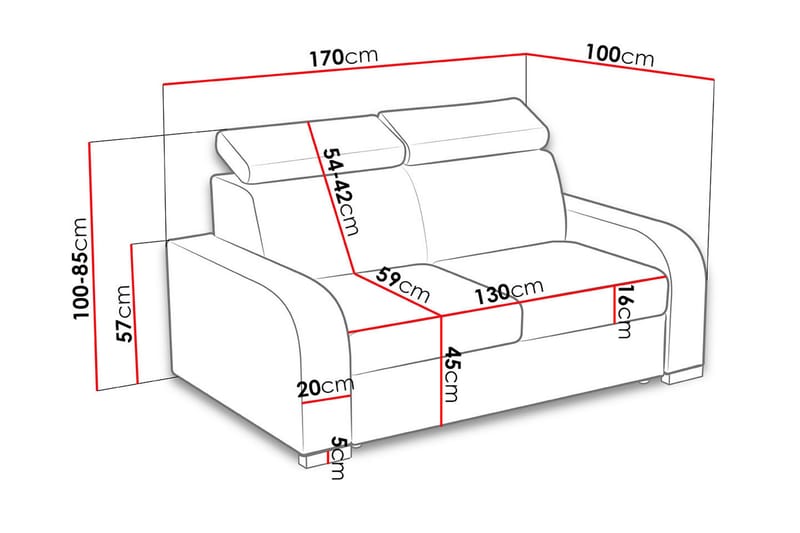 Lavona 2 Sofa - Grå - Møbler - Sofaer - Sofa 3 seter