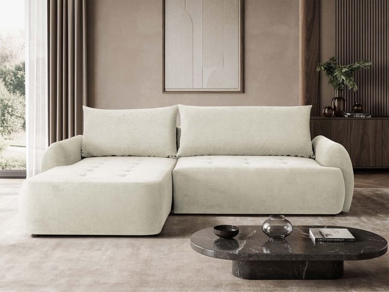3-seters sovesofa med divan BUENO Cruz 09 Venstrevendt - Lys beige - Møbler - Sofaer - Sovesofaer