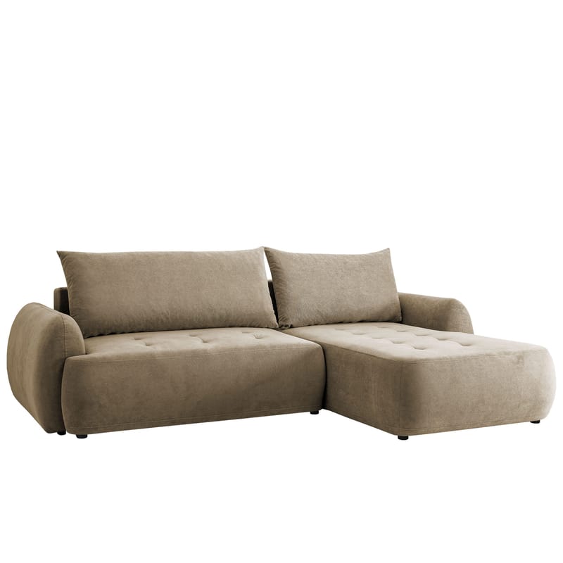 3-seters sovesofa med divan BUENO Cruz 15 Høyrevendt, Mørk beige