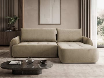 3-seters sovesofa med divan BUENO Cruz 15 Høyrevendt - Mørk beige - Møbler - Sofaer - Sovesofaer