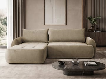 3-seters sovesofa med divan BUENO Cruz 15 Venstrevendt - Mørk beige - Møbler - Sofaer - Sovesofaer