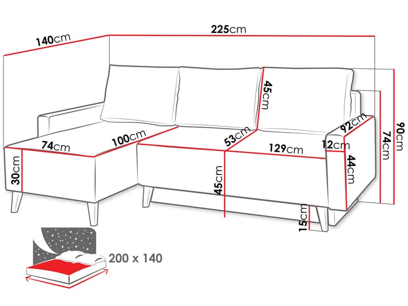 3-seters sovesofa med divan OVIEDO Verita 03 - Beige - Møbler - Sofaer - Sovesofaer