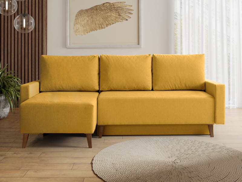 3-seters sovesofa med divan OVIEDO Verita 53 - Gul - Møbler - Sofaer - Sovesofaer