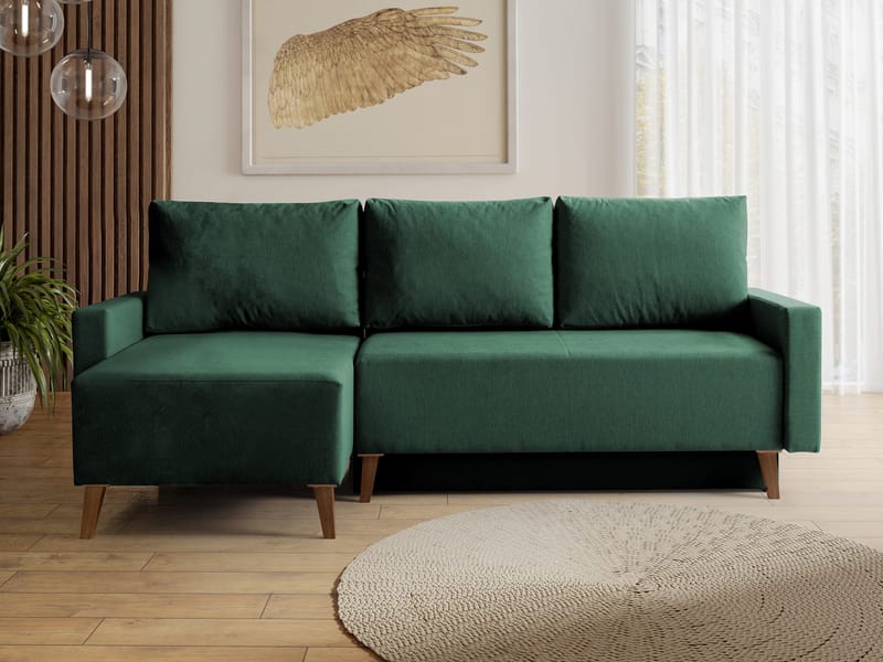 3-seters sovesofa med divan OVIEDO Verita 75 - Mørkegrønn - Møbler - Sofaer - Sovesofaer