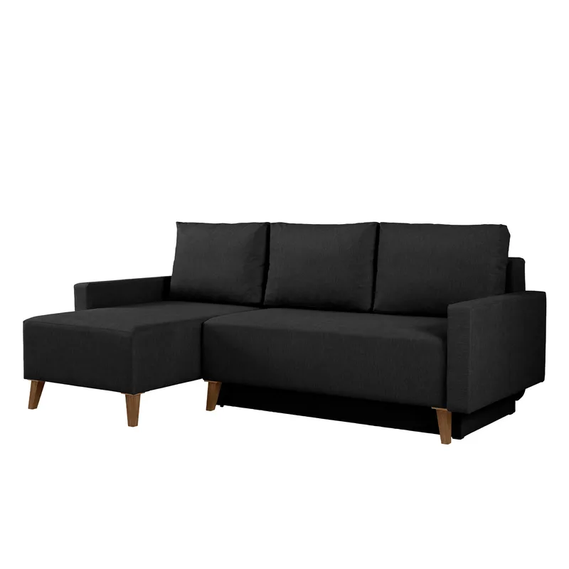 3-seters sovesofa med divan OVIEDO Verita 98, Svart