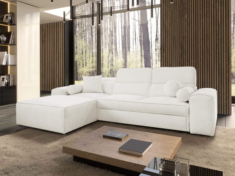 3-seters sovesofa med divan VITO Velo 621 Venstrevendt - Hvit - Møbler - Sofaer - Sovesofaer