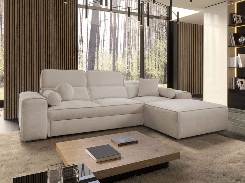 3-seters sovesofa med divan VITO Velo 623 Høyrevendt - Beige - Møbler - Sofaer - Sovesofaer