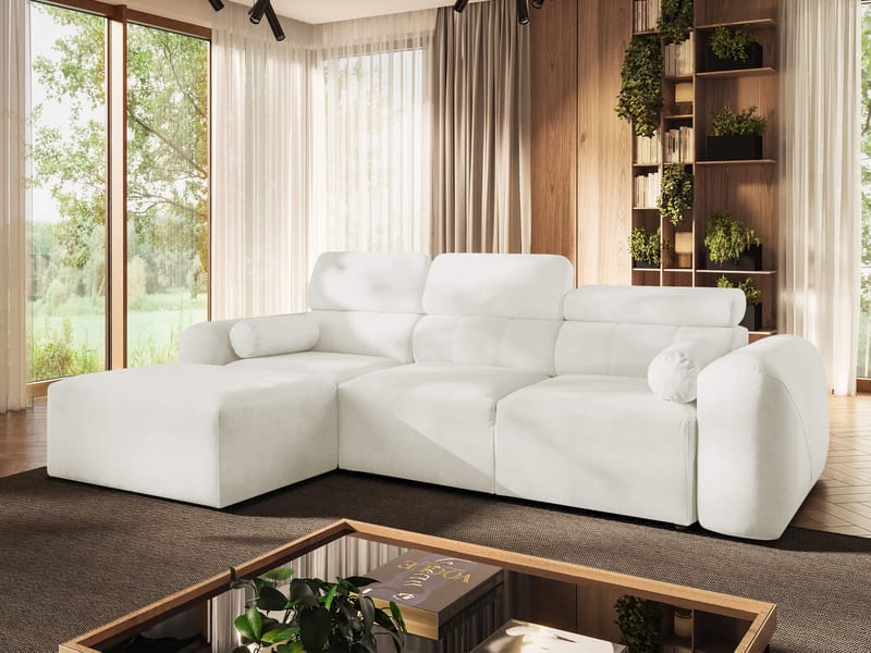 3-seters sovesofa med divan VOLARE Velo 621 Venstrevendt - Hvit - Møbler - Sofaer - Sovesofaer