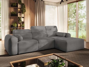 3-seters sovesofa med divan VOLARE Velo 635 Høyrevendt - Mellomgrå - Møbler - Sofaer - Sovesofaer