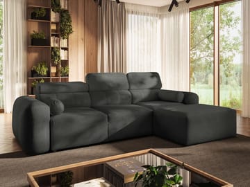 3-seters sovesofa med divan VOLARE Velo 636 Høyrevendt - Mørkegrå - Møbler - Sofaer - Sovesofaer