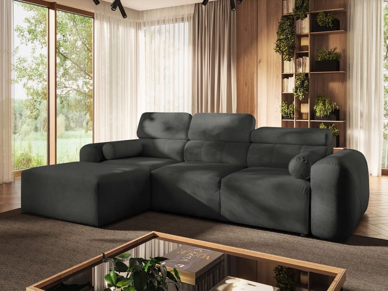 3-seters sovesofa med divan VOLARE Velo 636 Venstrevendt - Mørkegrå - Møbler - Sofaer - Sovesofaer