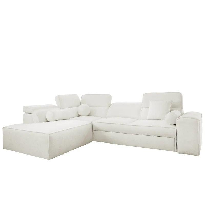 3-seters sovesofa med sjeselong VITO Velo 621 Venstrevendt, hvit