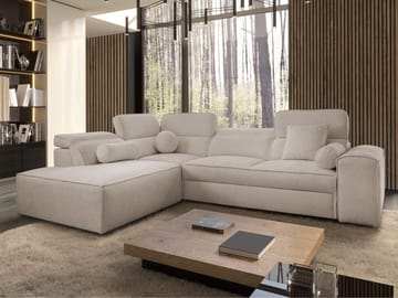 3-seters sovesofa med sjeselong VITO Velo 623 Venstrevendt - beige - Møbler - Sofaer - Sovesofaer