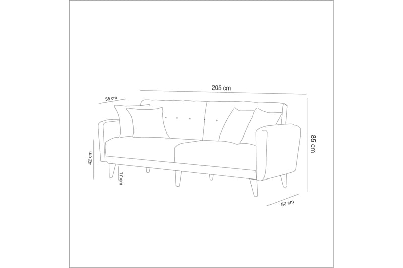 Rippers 3-seter Sovesofa - Grønn - Møbler - Sofaer - Sovesofaer - 3 seters sovesofa