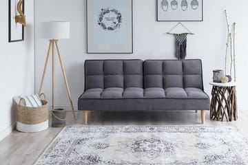 Siljan 3-seter Kvadratisk Sydd Sovesofa 177 cm i Fløyel - Grå - Møbler - Sofaer - Sovesofaer - 3 seters sovesofa
