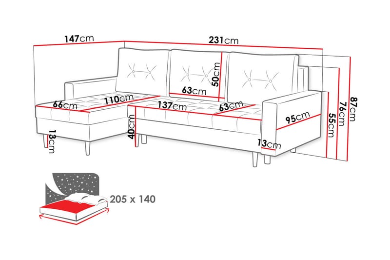 3-seters Sovesofa Universal - Grå - Møbler - Sofaer - Sovesofaer