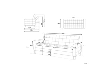 Vehkoo 3-seter Sovesofa 108x178 cm i Stoff - Grå - Møbler - Sofaer - Sovesofaer - 3 seters sovesofa