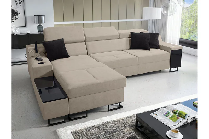 3-seters Sovesofa Venstre - Beige - Møbler - Sofaer - Sovesofaer