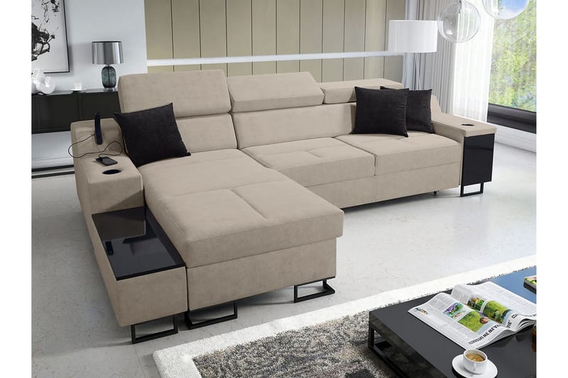 3-seters Sovesofa Venstre - Beige - Møbler - Sofaer - Sovesofaer