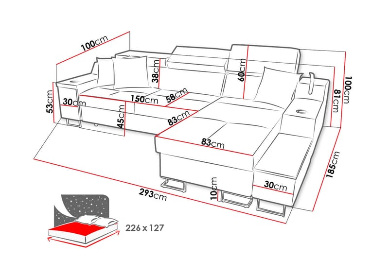 3-seters Sovesofa Venstre - Beige - Sovesofaer - Sovesofa divan