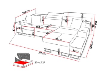 3-seters Sovesofa Venstre - Beige - Møbler - Sofaer - Sovesofaer