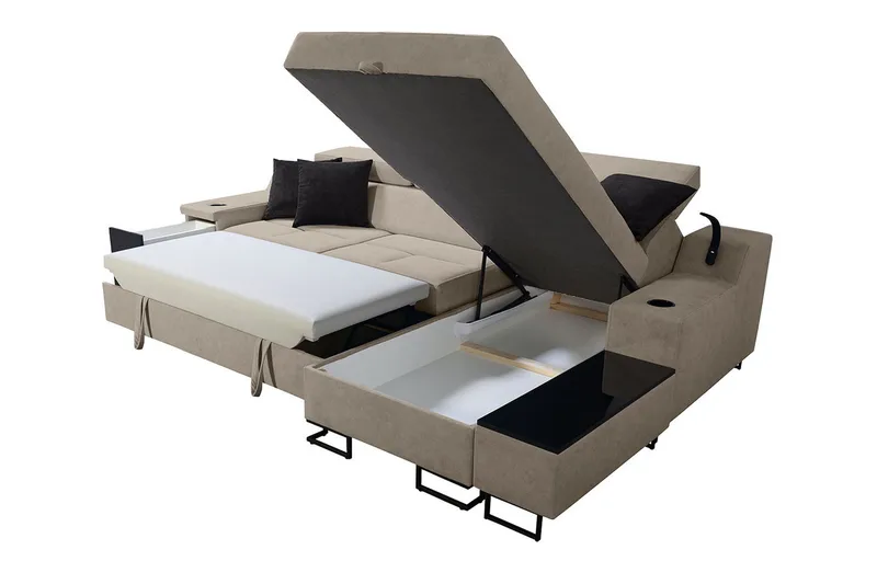 3-seters Sovesofa Venstre - Beige - Møbler - Sofaer - Sovesofaer