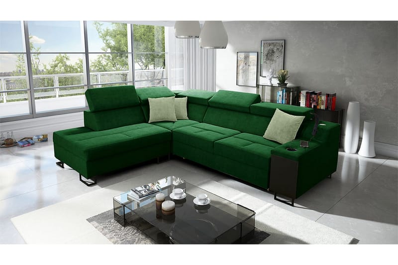 3-seters Sovesofa Venstre - Grønn - Møbler - Sofaer - Sovesofaer