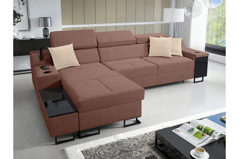 3-seters Sovesofa Venstre - Rosa - Møbler - Sofaer - Sovesofaer