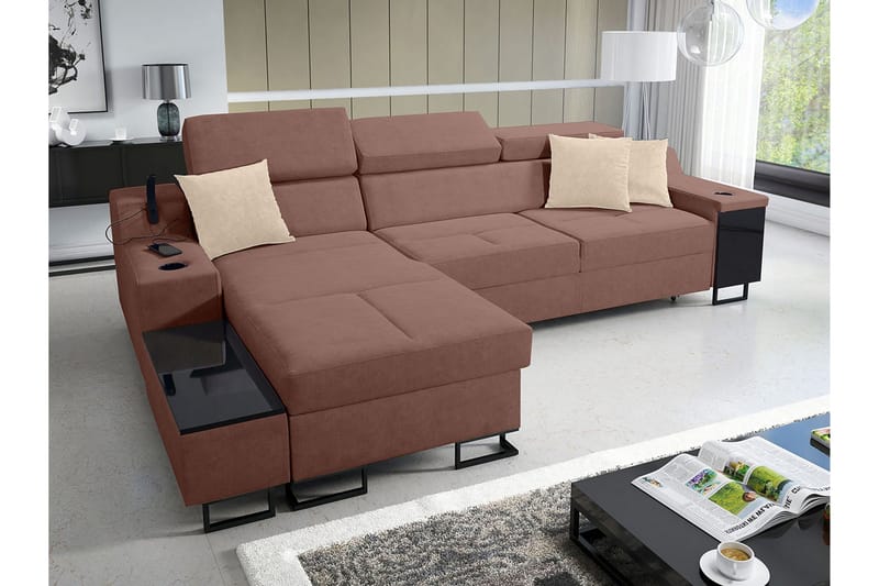 3-seters Sovesofa Venstre - Rosa - Møbler - Sofaer - Sovesofaer