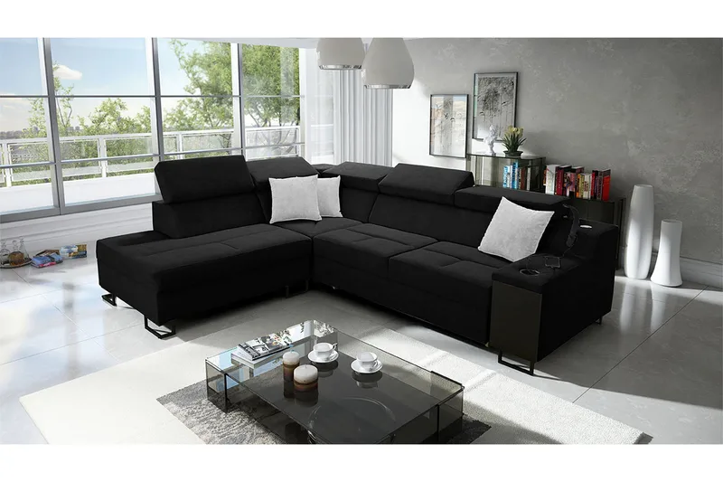 3-seters Sovesofa Venstre - Svart - Møbler - Sofaer - Sovesofaer