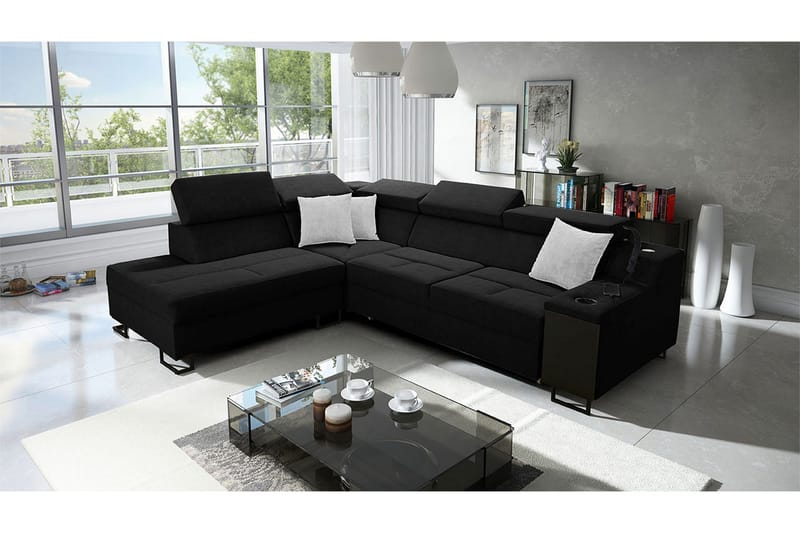 3-seters Sovesofa Venstre - Svart - Møbler - Sofaer - Sovesofaer