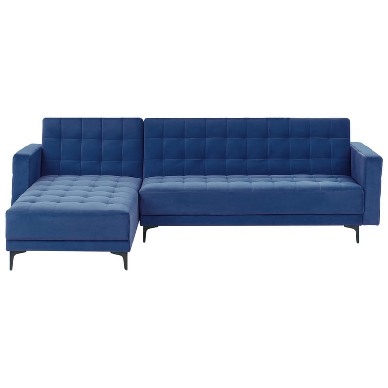 4-seter hjørnesofa Aberdeen - Blå, Svart/Høyrevendt/Fløyel - Møbler - Sofaer - Sovesofaer