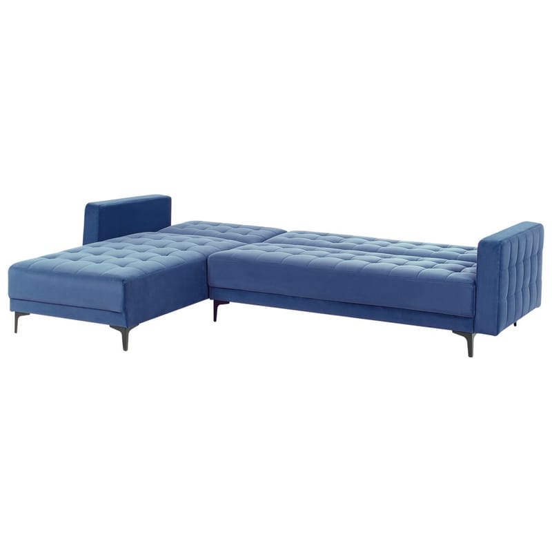 4-seter hjørnesofa Aberdeen - Blå, Svart/Høyrevendt/Fløyel - Møbler - Sofaer - Sovesofaer