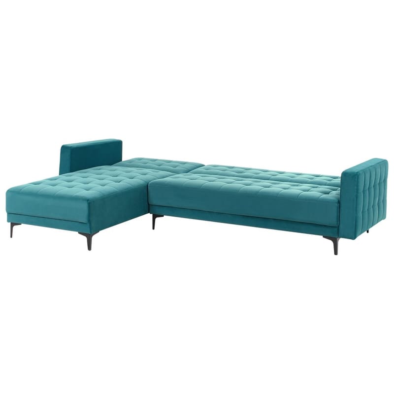 4-seter hjørnesofa Aberdeen - Havsblå, Svart/Høyrevendt/Fløyel - Møbler - Sofaer - Sovesofaer