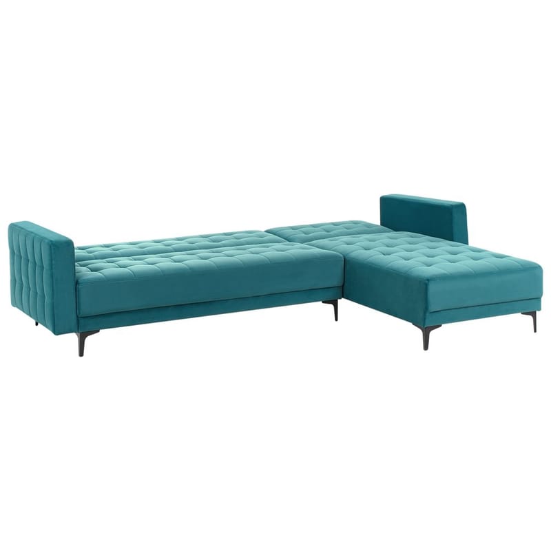 4-seter hjørnesofa Aberdeen - Havsblå, Svart/Venstrevendt/Fløyel - Møbler - Sofaer - Sovesofaer