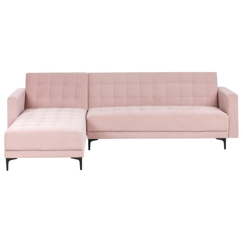 4-seter hjørnesofa Aberdeen - Pastellrosa, Svart/Høyrevendt/Fløyel - Møbler - Sofaer - Sovesofaer
