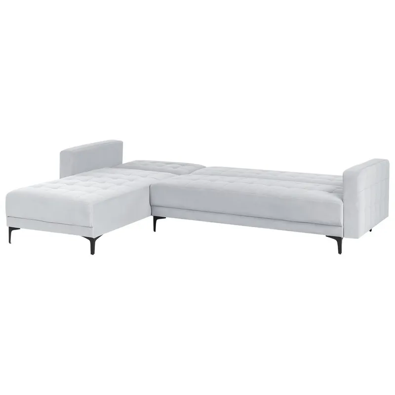 4-seter sovesofa Aberdeen - Lysegrå, svart/Høyrevendt/Fløyel - Møbler - Sofaer - Sofa med sjeselong - 4 seters sofa med divan