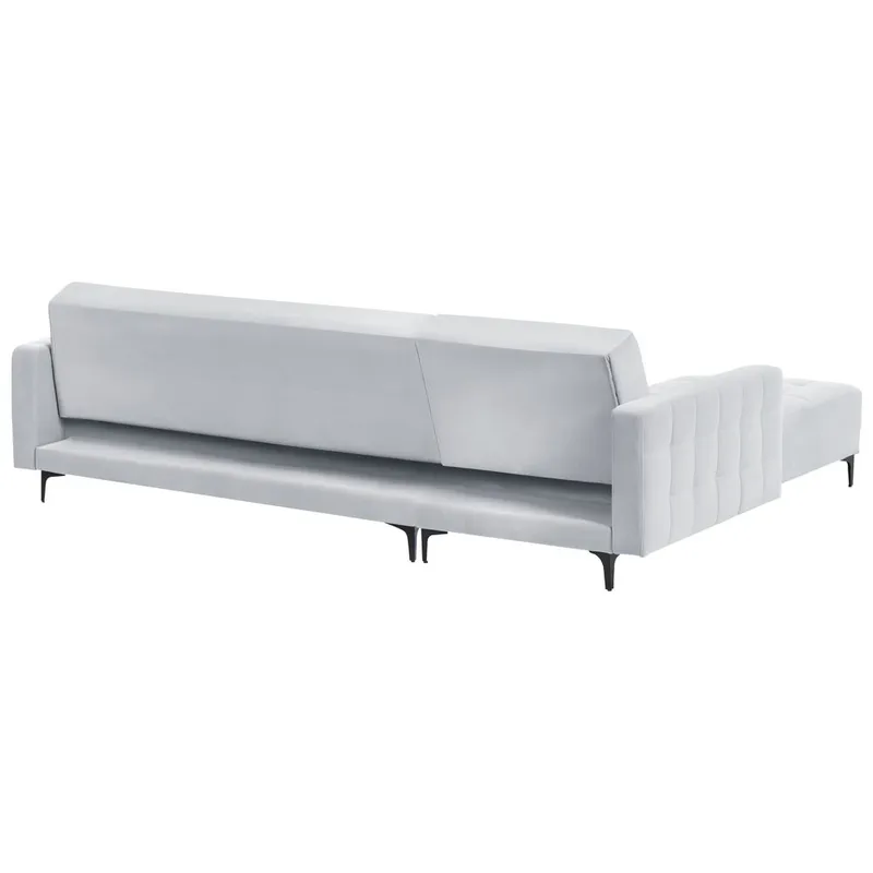 4-seter sovesofa Aberdeen - Lysegrå, svart/Høyrevendt/Fløyel - Møbler - Sofaer - Sofa med sjeselong - 4 seters sofa med divan